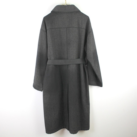 Fendi Vintage Double Faced Black Tan Wool Blend Top Coat Belted Long Trench 42 - Picture 5 of 12